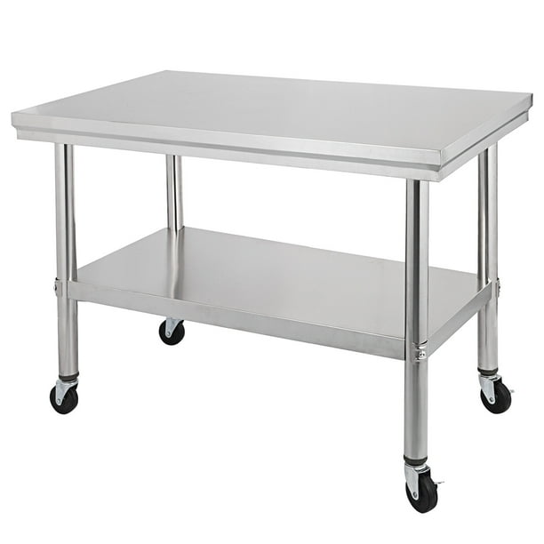 VEVOR 36"x24" Work Table Stainless Steel Rolling Kitchen Cart with