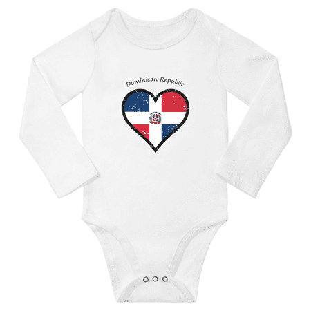 

Dominican Republic Flag Heart Love Boys Girl Baby Long Sleeve Bodysuit (White 6 Months)
