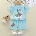 thumbnail image 3 of Little Boys Clothes 5-6 Years Toddler Boys Girls Summer Cartoon Printed Short Sleeved Tops And Shorts 2PC Children's Suit(Mint Green), 3 of 3