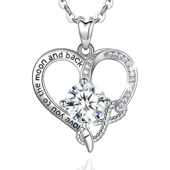 Necklace for Girlfriend Sterling Silver Infinity Heart Jewelry Gifts for Women Mom Mother Bride Daughter I Love You to the Moon and Back