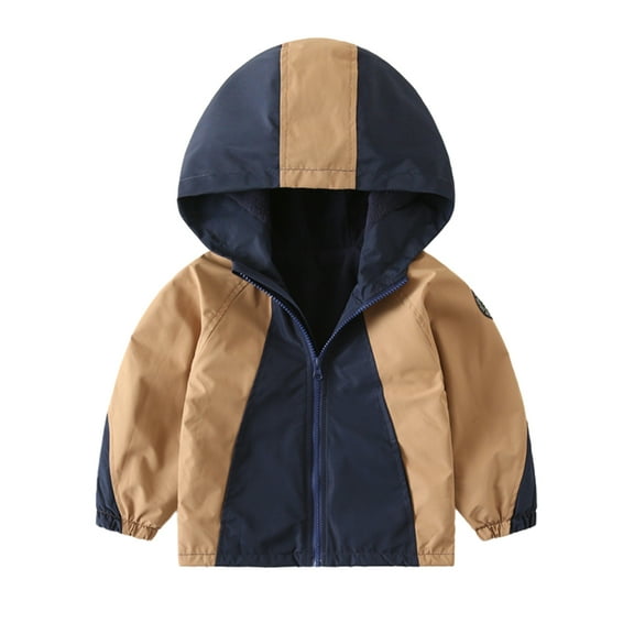 LYMAYTER Kids Unisex Fleece Jacket Boys Girls Hooded Waterproof Outerwear Toddler Long Sleeve Windproof Coat for 1-7 Years