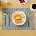 thumbnail image 4 of Placemats Set of 4, Yamaziot Double Layer Cloth Fabric Heat Resistant Place Mat, Washable Reversible Rectangle Dining Table Mats, Linen Style Silver Gray, 12"x18", 4 of 9
