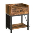 thumbnail image 1 of FABATO End Table and Nightstand with Charging Station, Rustic Brown, 1 of 8