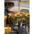 thumbnail image 6 of Square Outdoor Tablecloth with Umbrella Hole Summer Sunflowers Outside Table Cloth Waterproof Patio Table Cover Country Oil Painting Red Yellow Floral Zipper Tablecloths for Picnic Camping 54x54 Inch, 6 of 8