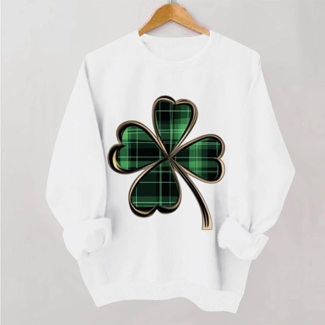 TaTaai Women Casual No Hood St Patrick's Day Printed Sweatshirt Crew Neck Long Sleeve Top Ladies Daily Commute Festival Wear Soft Warm Comfortable Stylish Pullover Top Gift