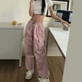 thumbnail image 2 of YOTAMI Cargo Pants for Women High Waist Casual Pants Solid Color Trousers Loose Fit Y2K Baggy Streetwear with Multi Pockets, 2 of 3