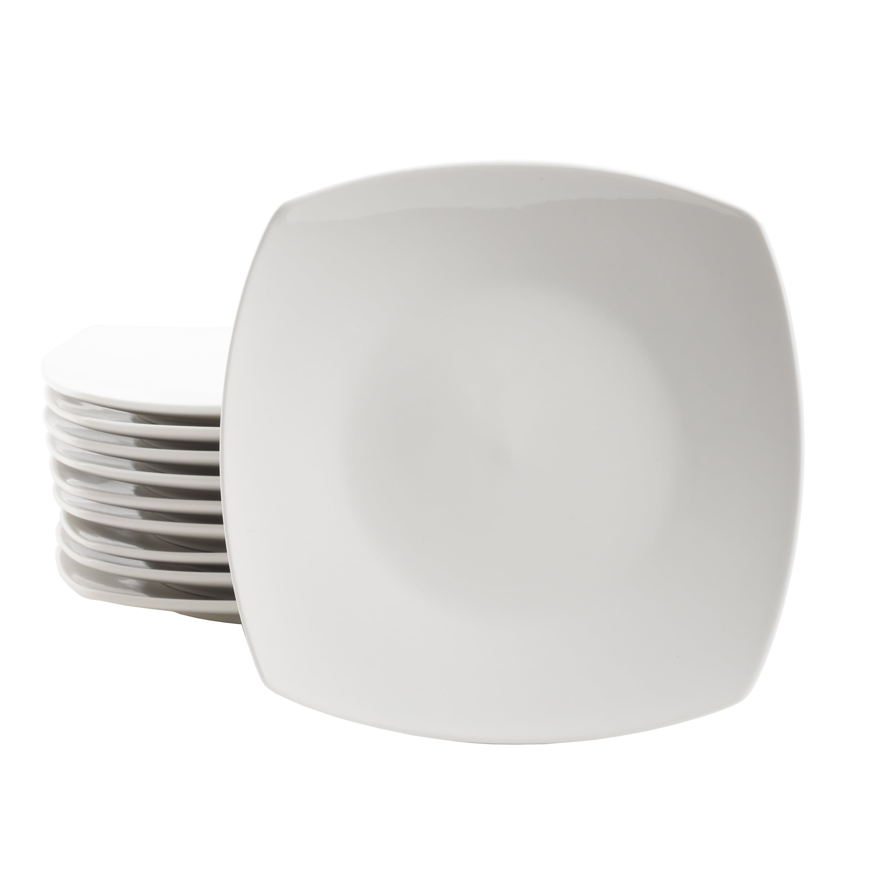 Gibson Home Everyday Square White 10.75Inch Dinner Plate, Set of 10