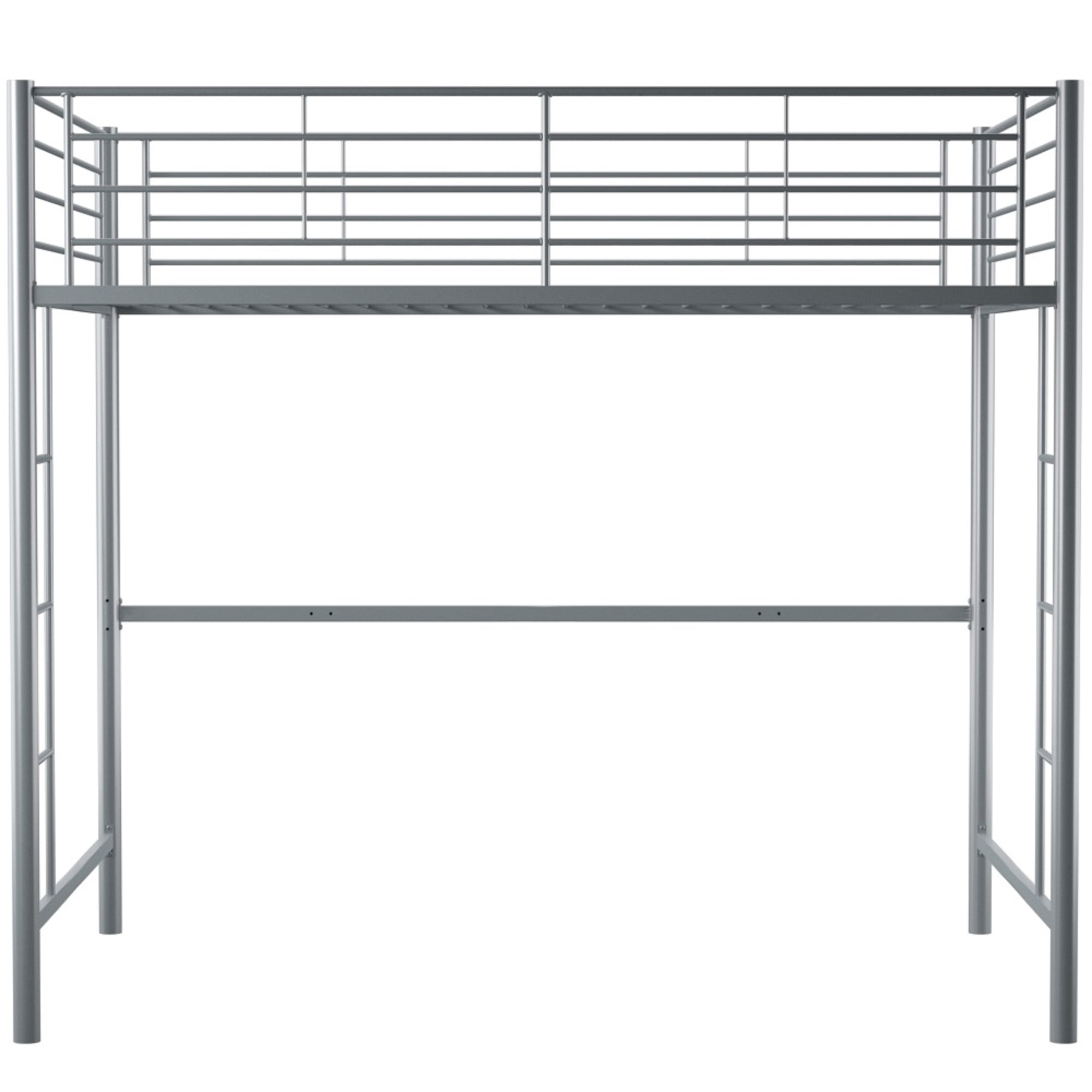 Walker Edison Full Size Premium Metal Loft Bed - Silver