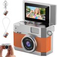 thumbnail image 2 of Thumb-Sized Flip Screen Mini Camera - Portable Small Camera for Students and Campuses, Mini Keychain Digital Camera for Travel Party, Orange, 2 of 9
