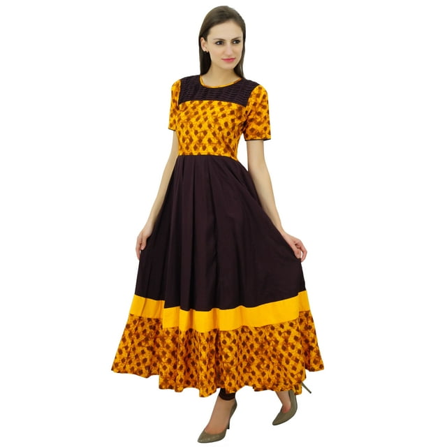 Bimba Longue Kurti Anarkali Manches Mi-Longues Robe Classique Vêtements de Mode Indienne