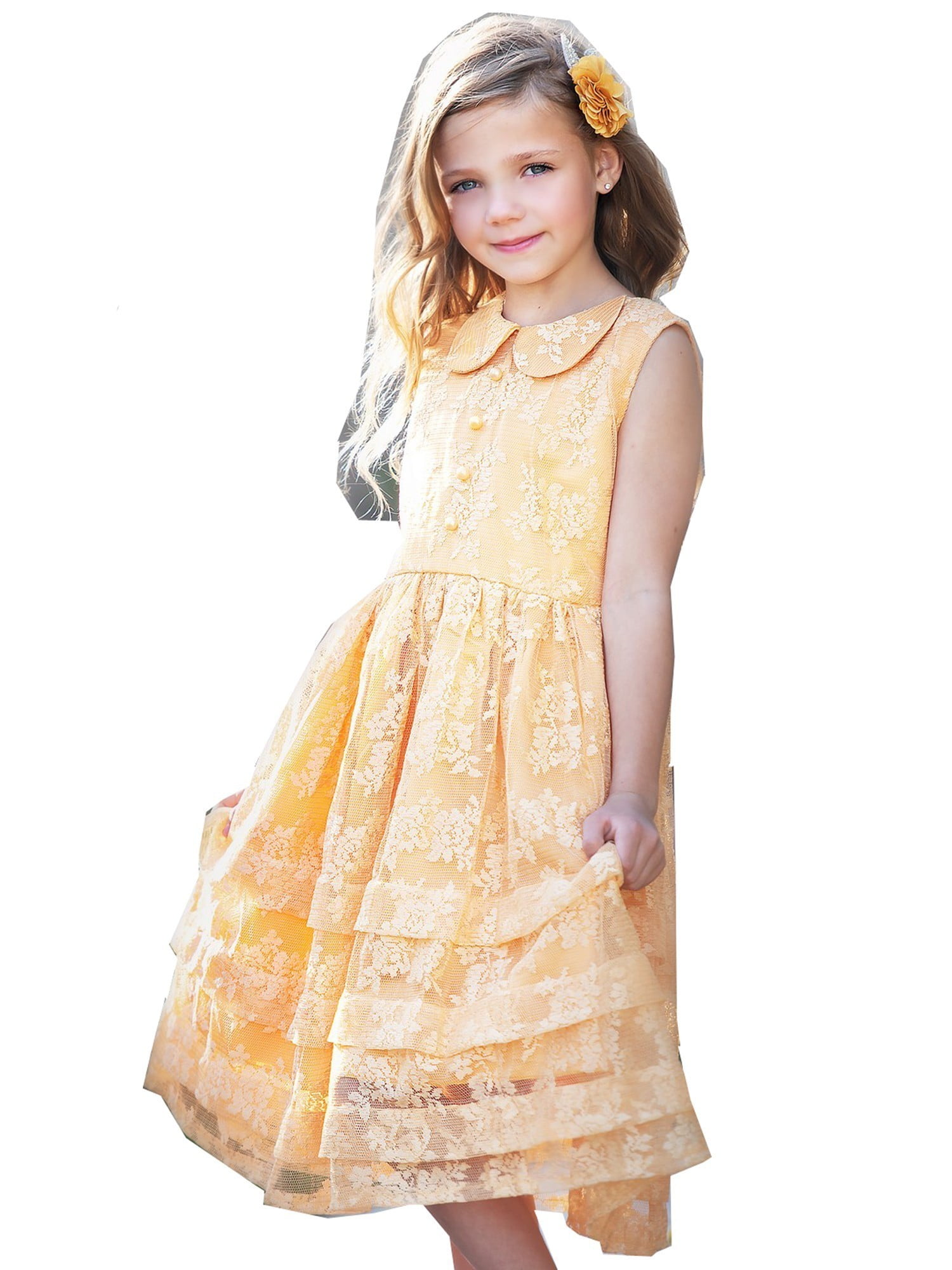 mustard flower girl dress