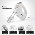 thumbnail image 3 of OVENTE Portable 5 Speed Mixing Electric Hand Mixer with Stainless Steel Whisk Beater Attachments & Snap Storage Case, Compact Lightweight 150 Watt Powerful Blender for Baking & Cooking, White HM151W, 3 of 9
