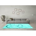 thumbnail image 3 of Ahgly Company Machine Washable Indoor Round Abstract Turquoise Blue Contemporary Area Rugs, 5' Round, 3 of 4