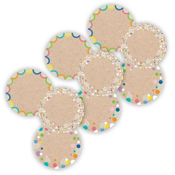 Creative Teaching Press Krafty Pop Colorful Kraft Cards 6 Inch Designer Cut-Outs, 36 Per Pack, 3 Packs