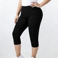thumbnail image 2 of Plus Size Yoga Capri Pants for Women, Solid Color, Elastic Waist, Polyester, Capri Length, 2 of 8