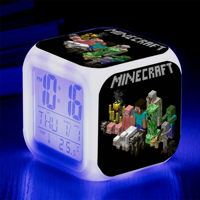 Alarm Clock, LED Digital Colorful Color Changing Luminous Alarm Clock, With Time, Temperature, Alarm Clock, Date-QIUPING