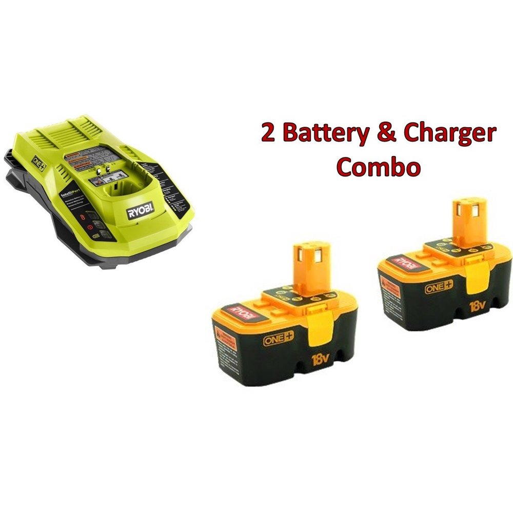 Ryobi (2 Pack) P100 One+ 18 Volt 1.5Ah Batteries & (1) P117 Dual