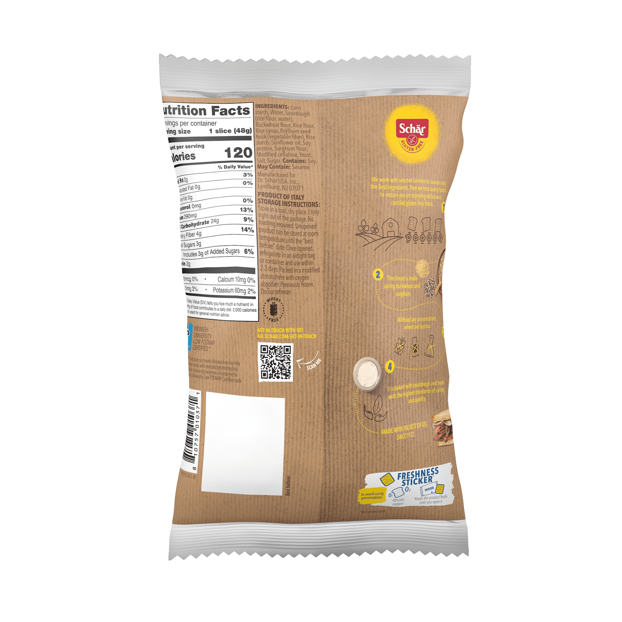 (4 pack) Schar Gluten Free Deli Style Sourdough Bread, Regular, Shelf-Stable, 8.5 oz