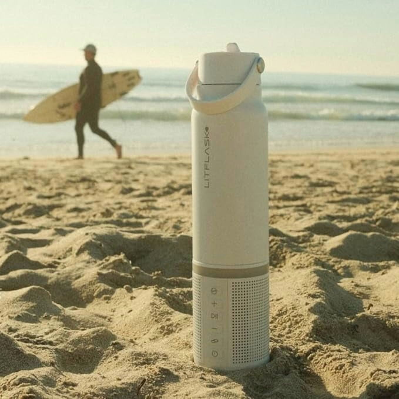 LITFLASK Smart Water Bottle with Premium Bluetooth Speaker, White, Portable Charger, LED Light, Stainless Steel, Mix & Match Colors, 20oz - Oprah's Favorite Things 2024