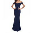 thumbnail image 4 of Feancey Womens Elegant Wedding Dress Off Shoulder High Split Prom Formal Maxi Dress Front Twist Knot Long Cocktail Evening Gown,Blue,XXL, 4 of 9