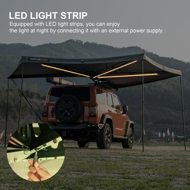 Naturnest 270-Degree Left-Side Vehicle Awning – Exterior