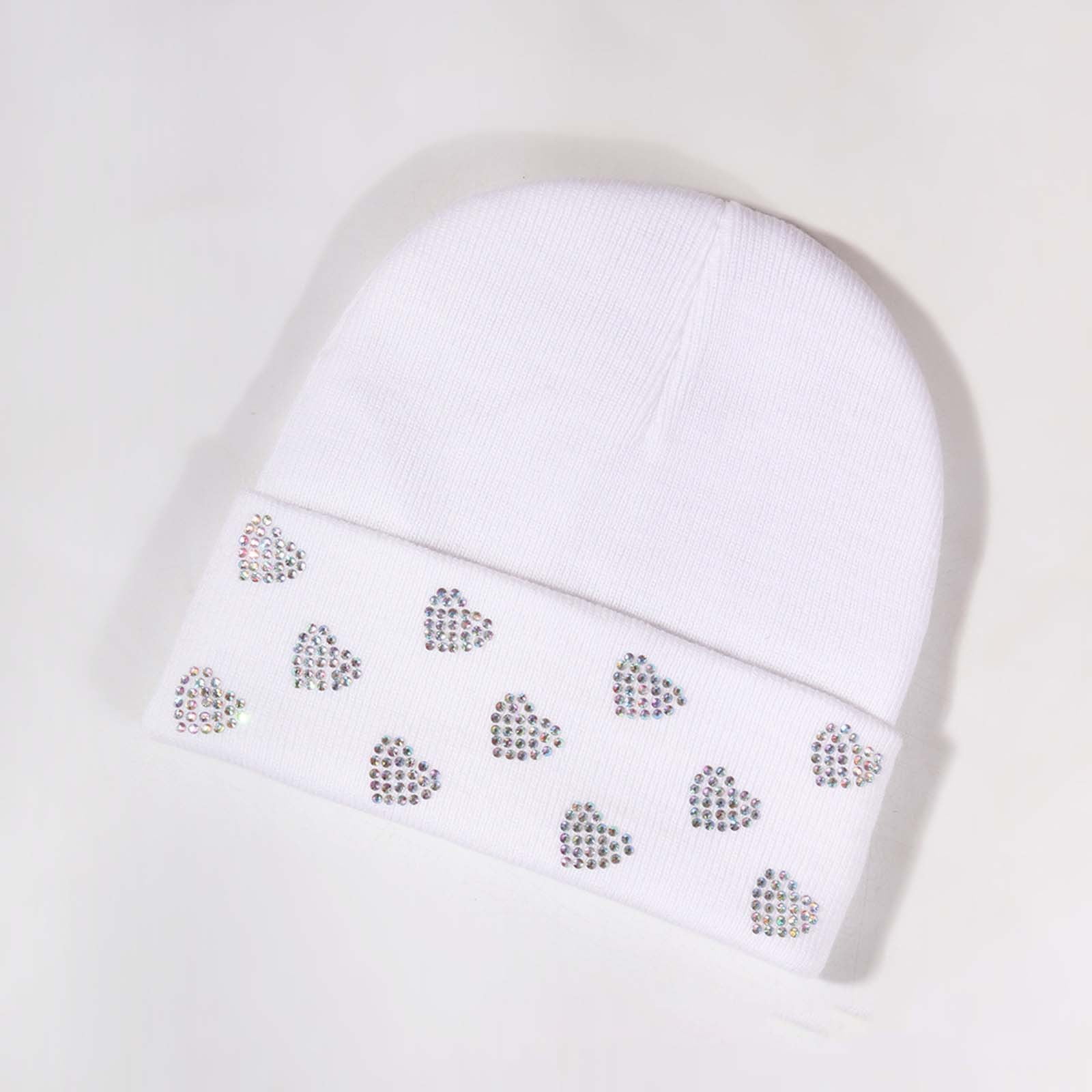 White Thermal Cotton Beanie Skull Cap Winter Ski Hat Cuffed Solid