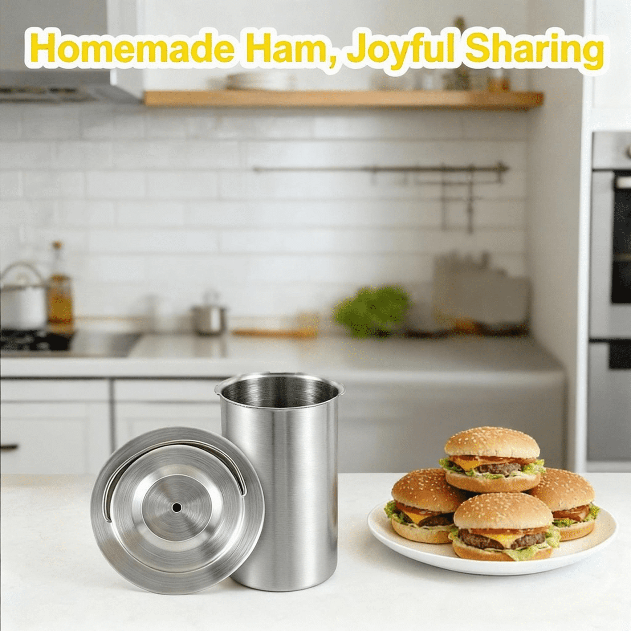 KLYZONIC Deli Meat Press, Stainless Steel Home Butcher Tool with Built-in Thermometer for Ham, Sandwiches, Roasts, Roulades
