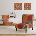 thumbnail image 3 of Designart "Moroccan Orange Tiles Collage I" Upholstered Bohemian Chic Accent Chair - Arm Chair, 3 of 5