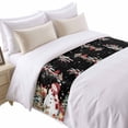 thumbnail image 2 of Bed Runner Scarf for Twin Size Bed, Black Christmas Beds Scarf Throws for Foot of Bedding, Red Snowman Xmas Tree Snowflake Winter Decorative Beds Runners for Bedroom Guestroom, 71"x20", 2 of 8