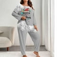 thumbnail image 2 of Xmas Pajama Sets for Women Long Sleeve Pullover Top and Pants Christmas Snowflake Loungewear Soft Sleepwear Matching Set Cozy Winter Pjs Two Piece Outfit, 2 of 4