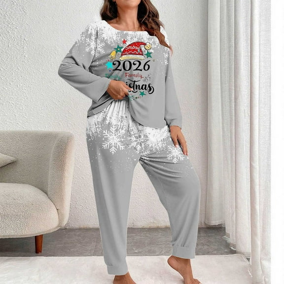 HOMBOM Womens Christmas Pajamas Festive Loungewear Plus Size One Sets Cozy Pjs for Women