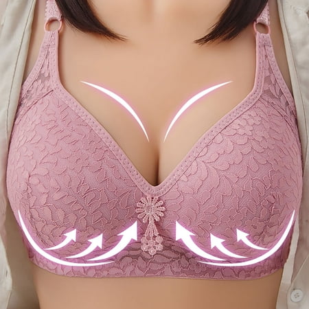 Lingerie For Women Women's No Steel Ring Breathable Mesh Bra Large Size Big  Breast Comfort Underwear Women's Thin Push Up Bra Underwear Women