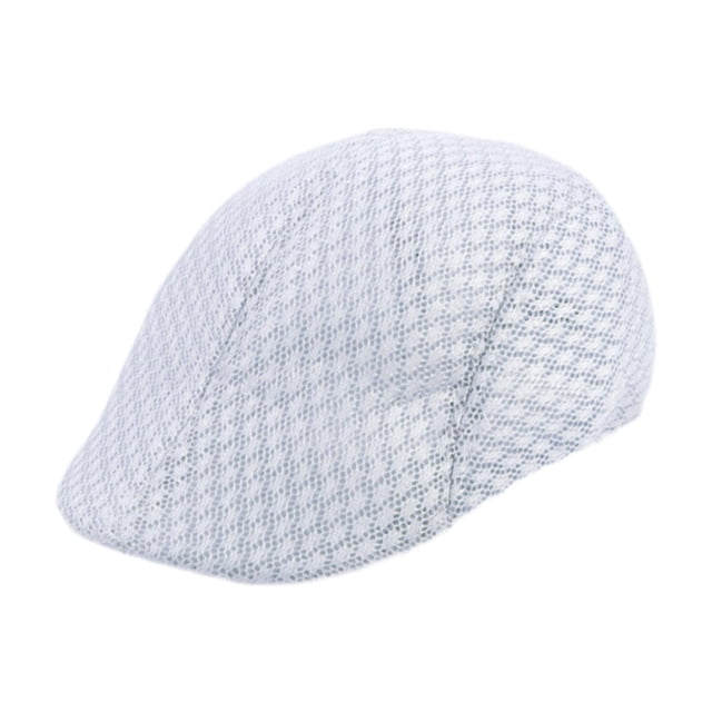 Gorra plana de malla transpirable para hombre, ideal para pescar en verano, para personas de mediana edad y mayores. Blanco