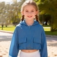 thumbnail image 5 of OGLCCG Girls Lightweight Hoodies Jacket Kids Full Zip Long Sleeve Sun Protection Athletic Jackets with Pockets Outdoor Casual Outwear 5-14 Years, 5 of 8
