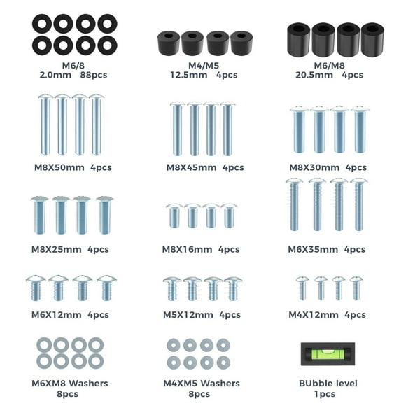 onn. TV Wall Mount Hardware Replacement Kit, 69 Pieces