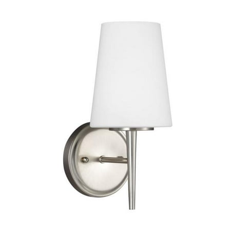 Cased Opal Etched Glass - Sea Gull Lighting Driscoll - One Light Wall Sconce, Brushed Nickel Finish with Cased Opal Etched Glass