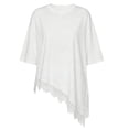thumbnail image 3 of GZWYHT asymmetrical lace tops for Women's Casual Crew Neck Half Sleeve T-Shirt Lace Patchwork Loose Fit Tops White L, 3 of 5