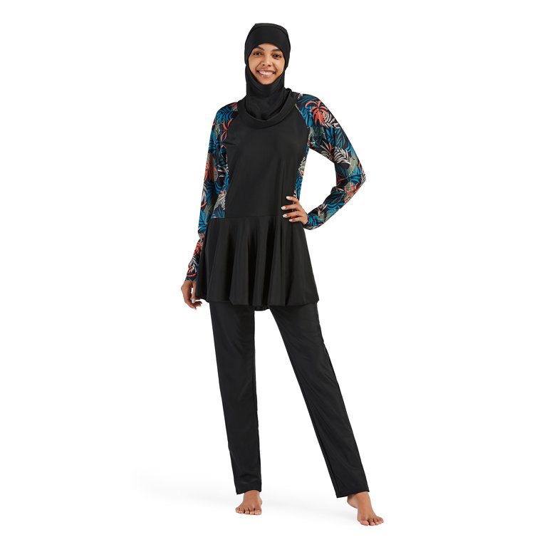 4POSE Women 2 Piece Full Cover Swimsuit Burkini Set Islamic Swimwear  Bathing Suit-Plus Size