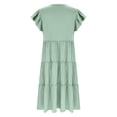 thumbnail image 6 of Bpmpbo Girls Shirt Dress Knee-length Dresses 4-14 Years Short Sleeve A Line Dress Flying Sleeve Round Neck Solid Dress with Pockets, 6 of 6