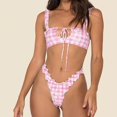 thumbnail image 2 of Cathalem Bikinis for Women High Waist Mid Rise Cutout Drawstring Crisscross Back Tie Reversible Bottom,Pink M, 2 of 5