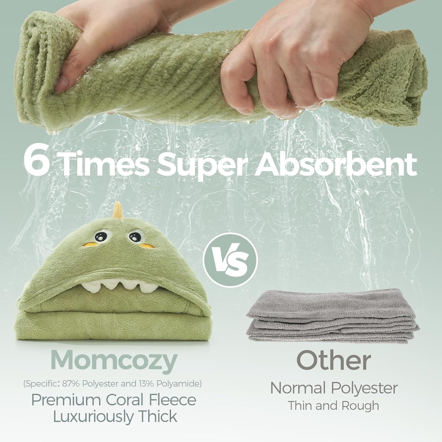 Momcozy Hooded Baby Towels-Visualize Health Label -2 Pack Premium Coral Fleece Bath Towel with Large Size-Ultra Absorbent for Baby Comfort- Great Gift for Newborn, Toddler and Kids(28" L x 55" W)