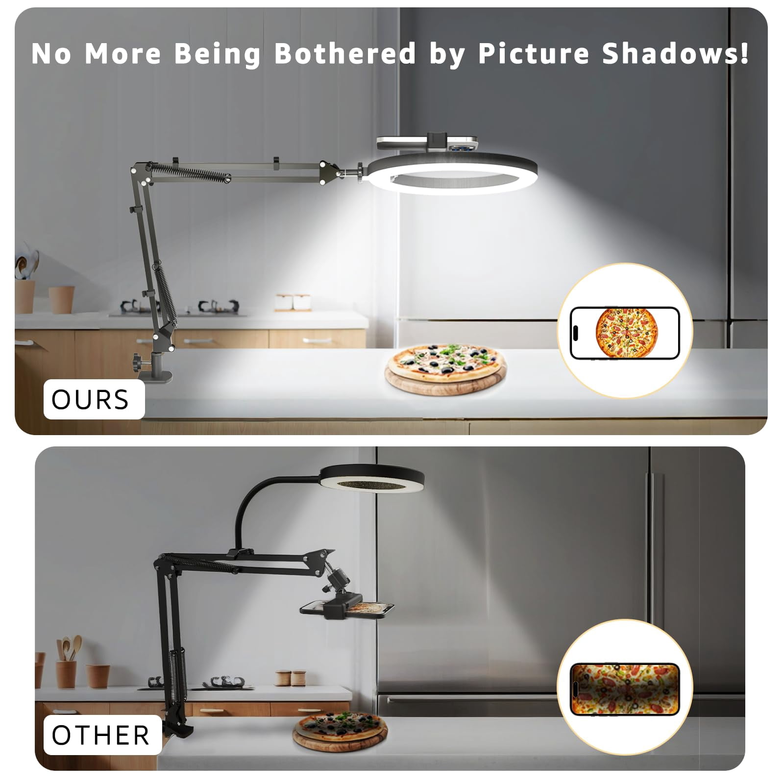 10" Led Ring Light With Overhead Phone Stand  Cri≥95 1200lm Dimmable Lighting Adjustable Metal Arm Remote & Holder For Streaming Makeup Zoom Calls Photography