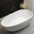 thumbnail image 2 of 71" Freestanding Bathtub, 25mm thick, LIGMIRR Oval Shaped Stone Resin Freestanding Tubs, Solid Surface Matte White Soaking Tub with Overflow and Pop-up Drain, 2 of 9