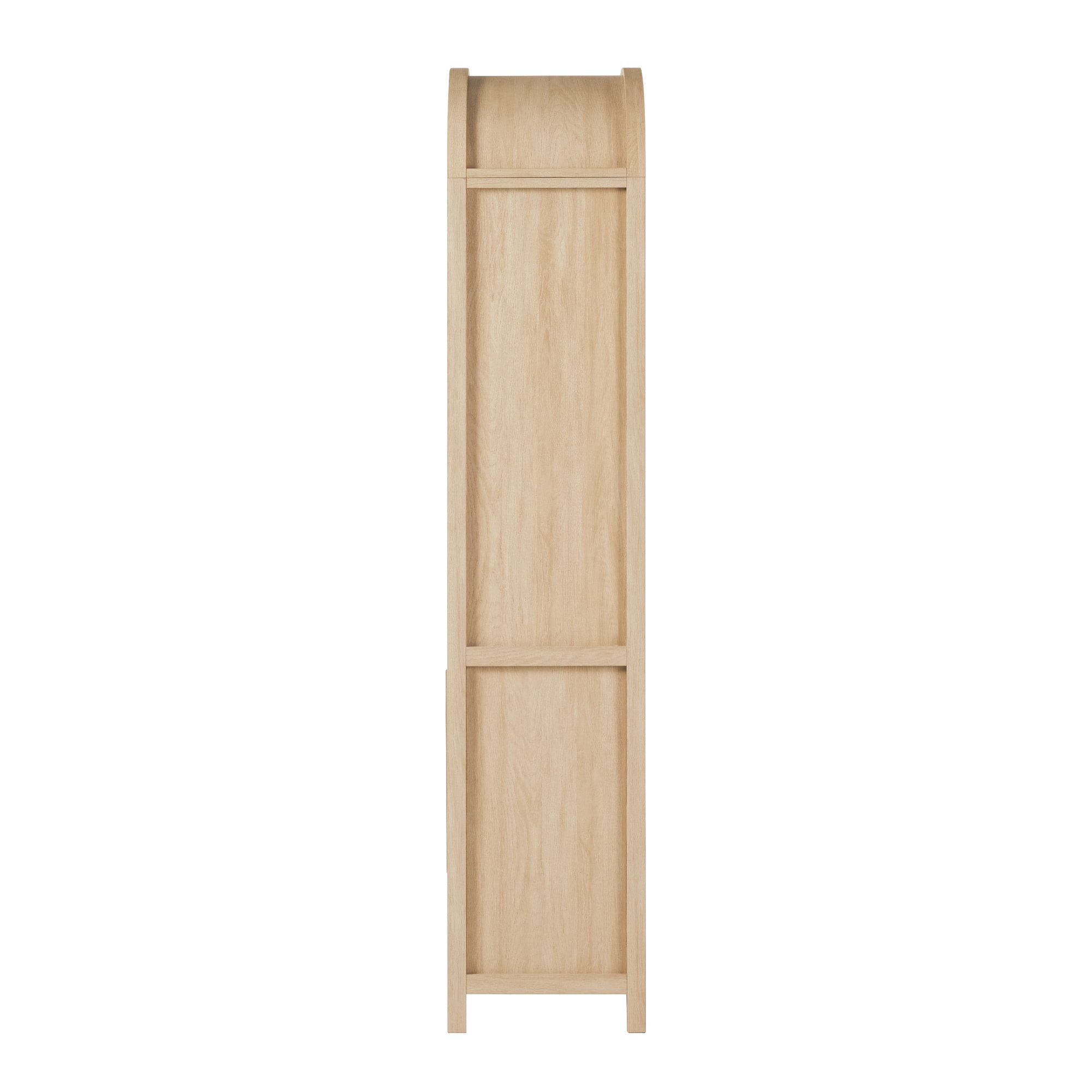 Walker Edison Modern 3 Shelf Open Arched Bookcase Cabinet, Coastal Oak