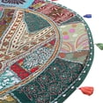 thumbnail image 3 of Stylo Culture Ethnic Outdoor Floor Cushion Cover Vintage Patchwork Yoga Pillow Case Dark Hunter Green 28x28 Big Decorative Round Decor Seating Tuffet Seat Pouf Cover Footstool Cotton Embroidered 1 Pc, 3 of 4