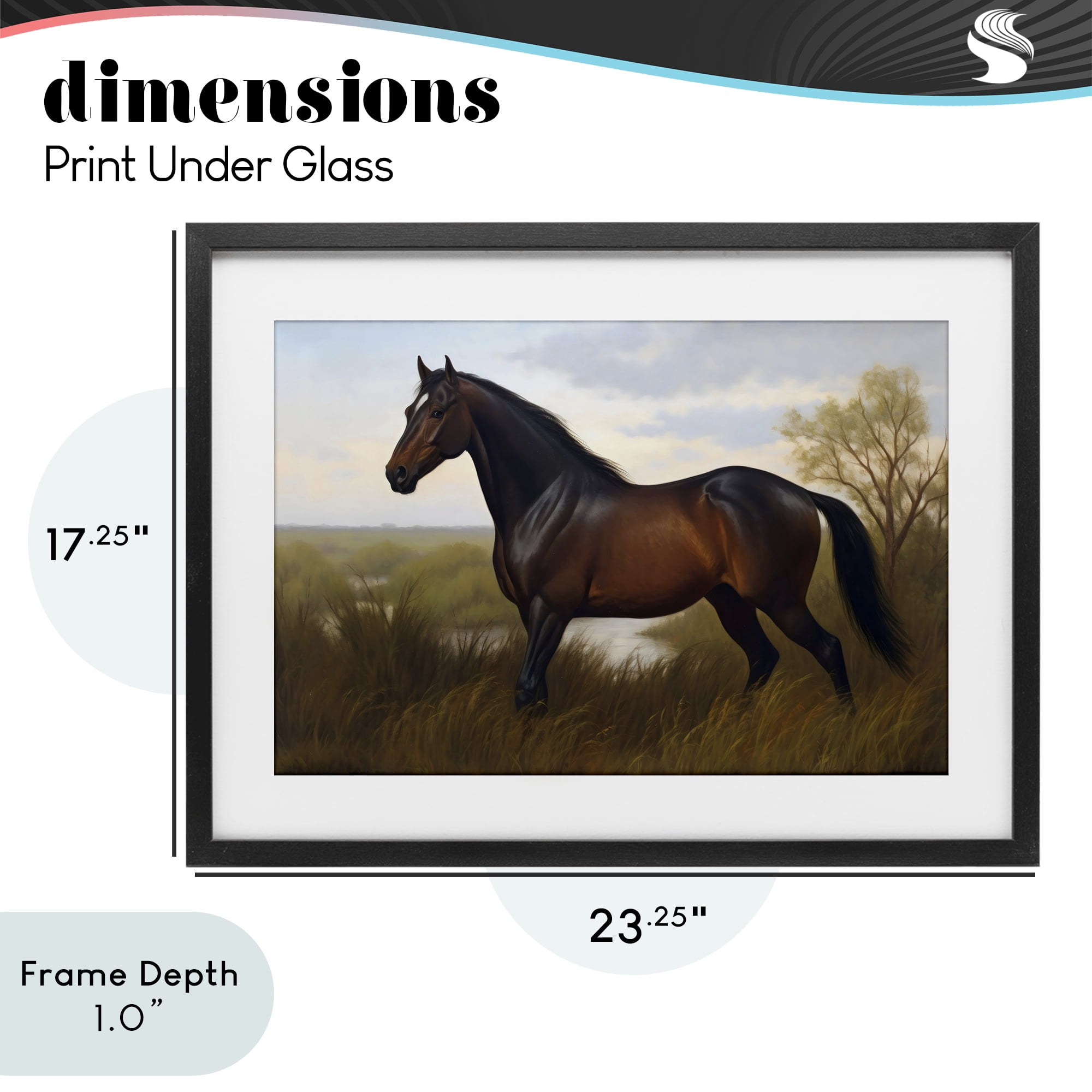 Stupell Industries Stallion in Marshland Black Framed Print Under Glass, design by Creative Studio