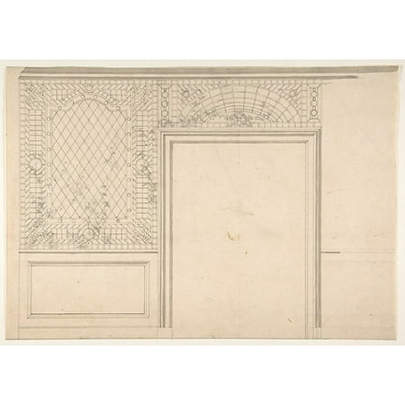 Design for a ceiling with lattice work and flowering vines Poster Print by Jules-Edmond-Charles Lachaise (French died 1897) (18 x