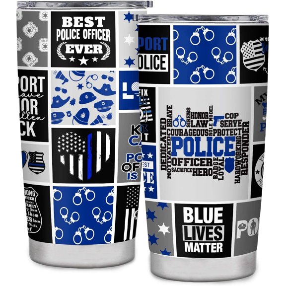 Police Officer Gifts, American Policeman 20oz Tumblers with Lid, Gift Ideas for Police Officer, Gift for Police Man Dad Father Boy Friends Retirement Birthday Party