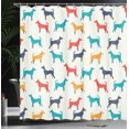 thumbnail image 4 of Ambesonne Colorful Shower Curtain, Retro Dog, 69"Wx70"L, Grey Red Teal, 4 of 5