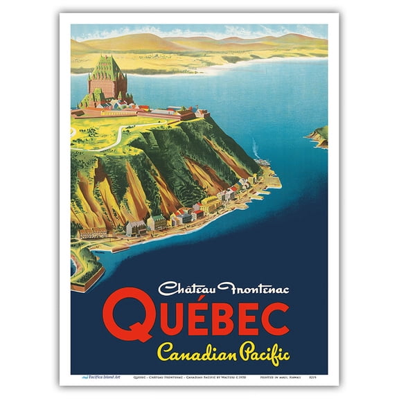Quebec - Château Frontenac - Canadian Pacific Railway Company - Saint Lawrence River - Vintage Travel Poster by Walters c.1950 - Master Art Print (Unframed) 9in x 12in